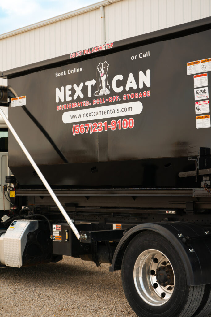 Next Can roll-off dumpster for Delaware dumpster rentals in Ohio.